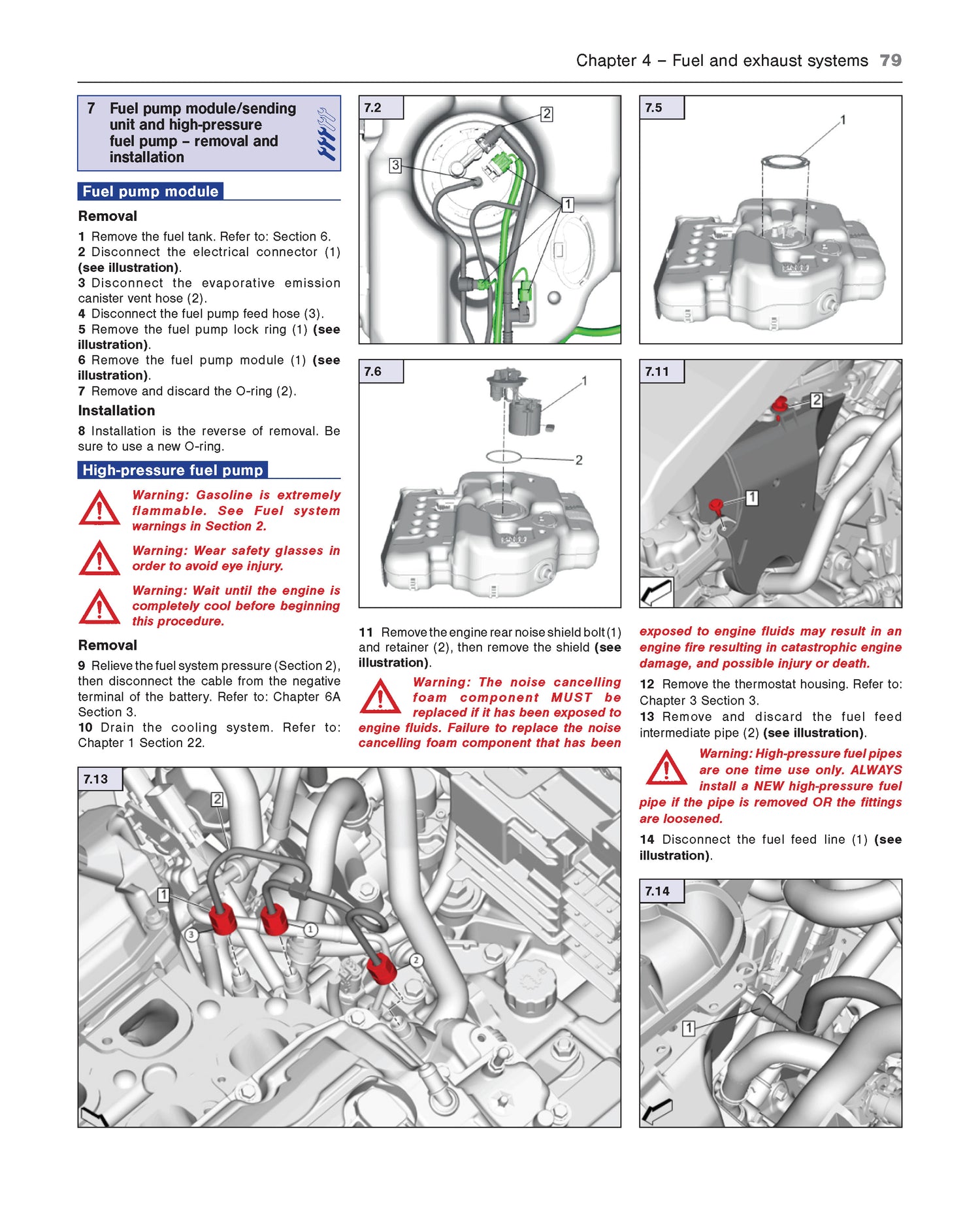 Technical diagram of a fuel pump module removal process in the Haynes Repair Manual for Chevrolet Traverse 2018 to 2024