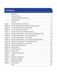 Table of contents for a technical manual on engine repair and related systems. What's inside the Haynes Repair Manual cover for GMC Acadia 2017 thru 2023 Haynes Repair Manual