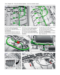 Technical diagram of a fuel and exhaust system for a 2.5L four-cylinder engine from the Haynes Repair Manual cover for GMC Acadia 2017 thru 2023