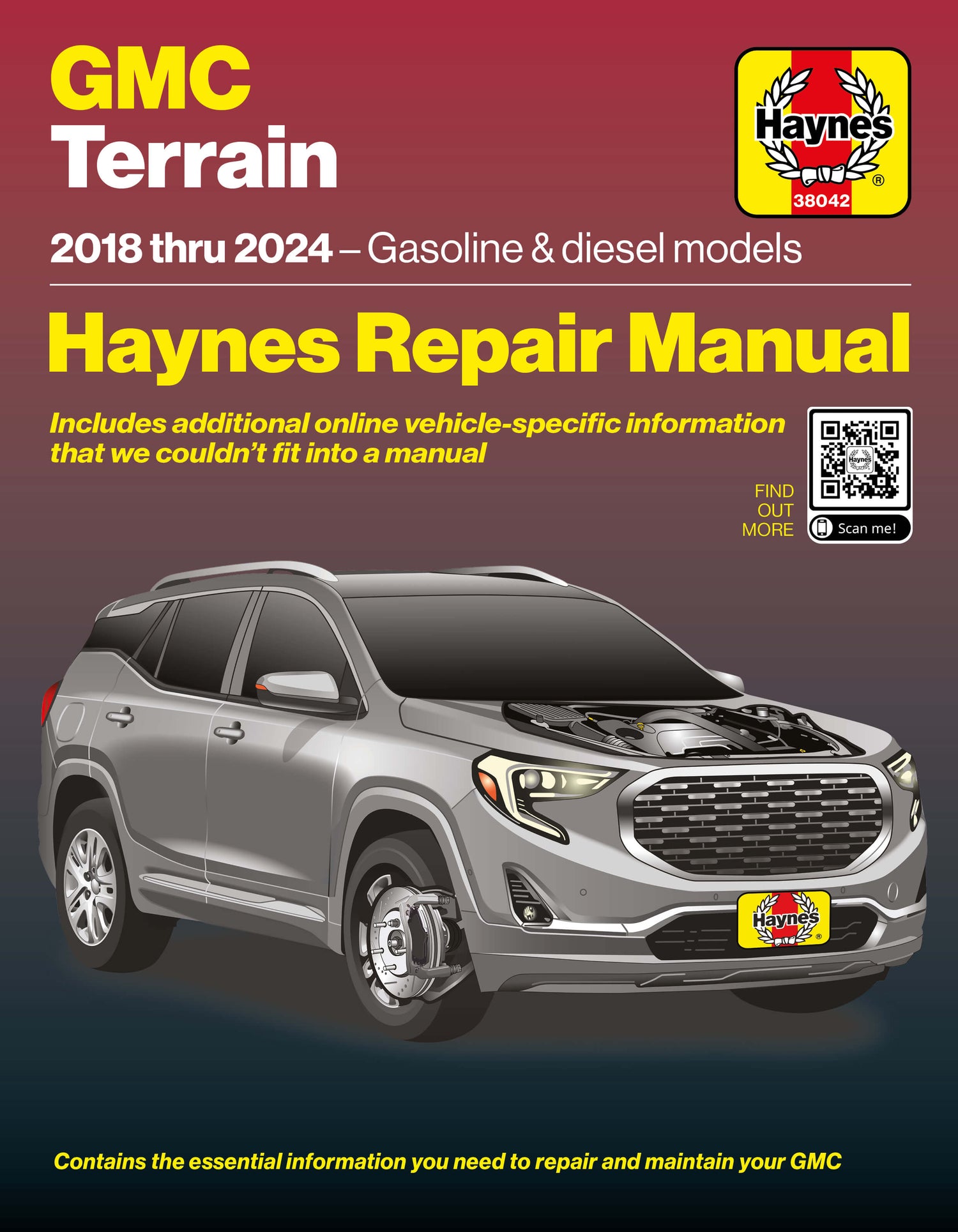 GMC Terrain 2018–2024 Haynes Repair Manual – DIY service and repair guide book cover.