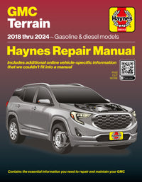 GMC Terrain 2018–2024 Haynes Repair Manual – DIY service and repair guide book cover.