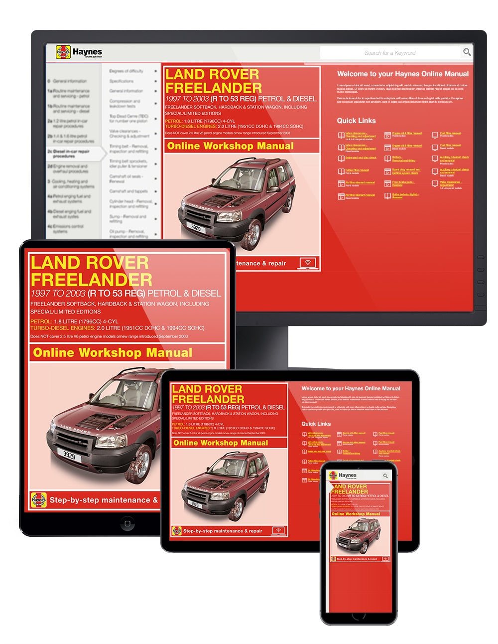 Land Rover Freelander Petrol & Diesel (1997-Sept 03) R to 53 Haynes Online Manual