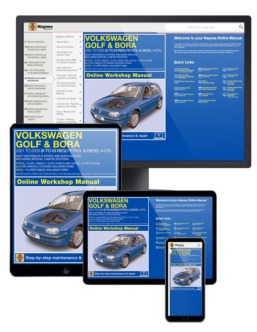 VW Golf & Bora 4-cyl Petrol & Diesel (01 - 03) Haynes Repair Manual