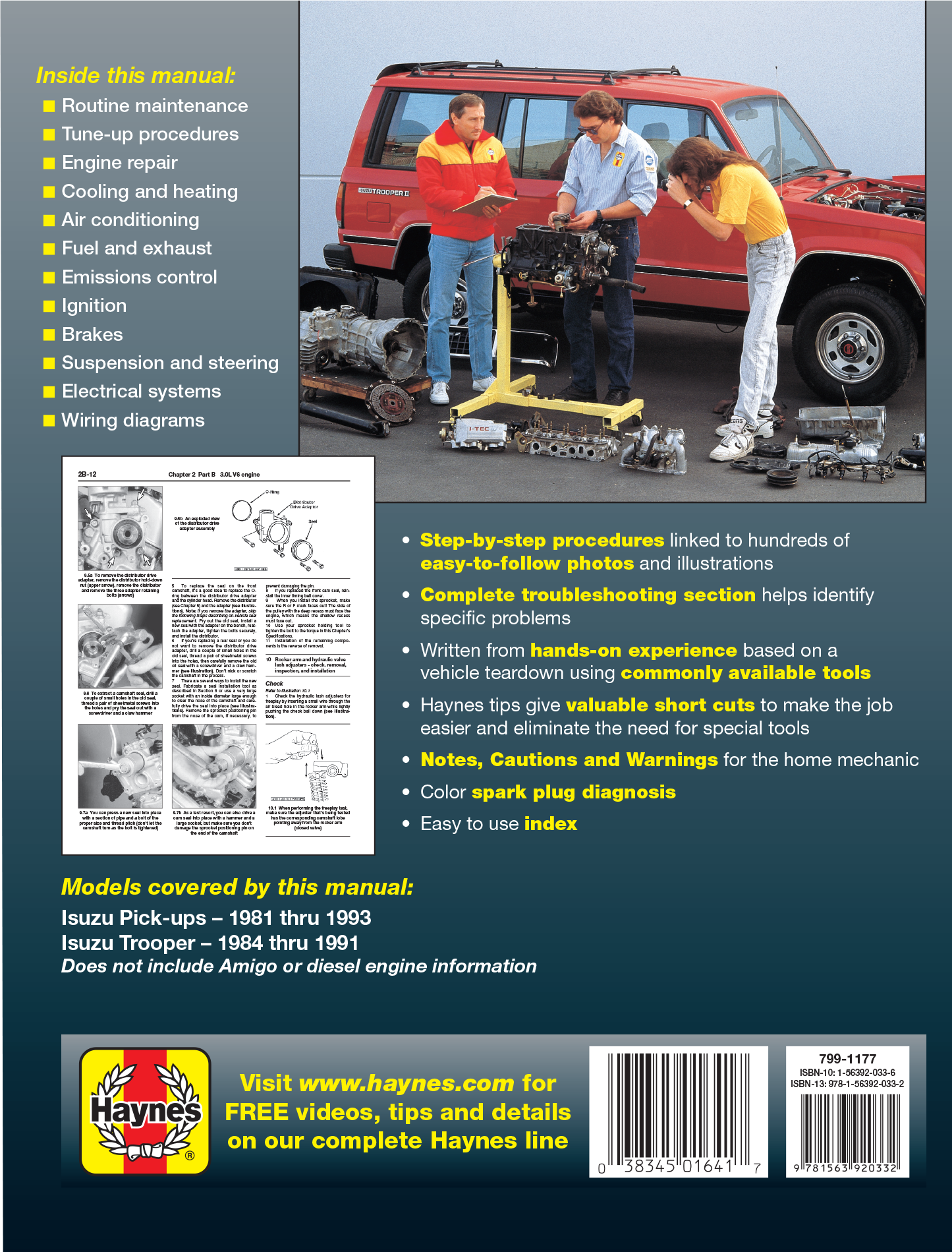 Isuzu Pick-ups (81-93), Trooper & Trooper II (84-91) with Gas Engines Haynes Repair Manual