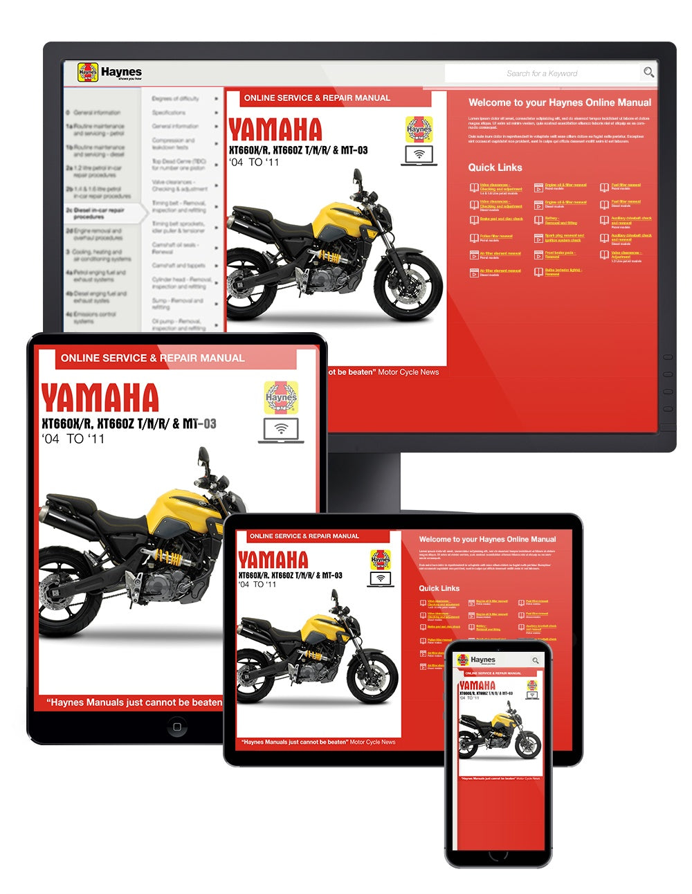 Yamaha XT660 & MT-03 (04 - 11) Haynes Repair Manual