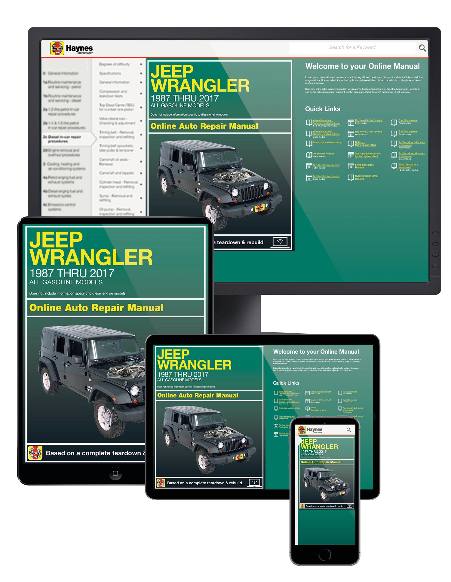 Jeep Wrangler 4-cyl & 6-cyl Gas Engine, 2WD & 4WD (87-17) Haynes Repair Manual