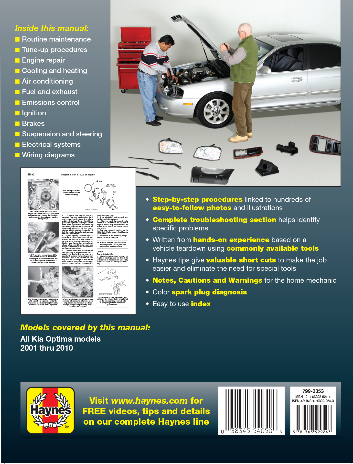 Kia Optima for Optima models (2001-2010) Haynes Repair Manual