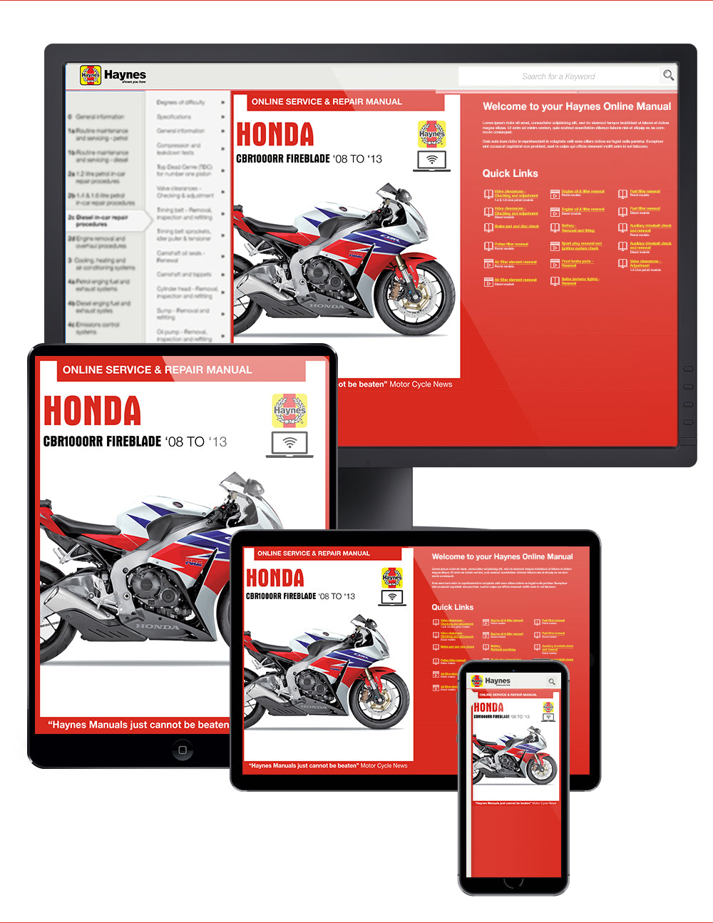 Honda CBR1000RR (Fireblade) (08-13) Haynes Repair Manual – Haynes