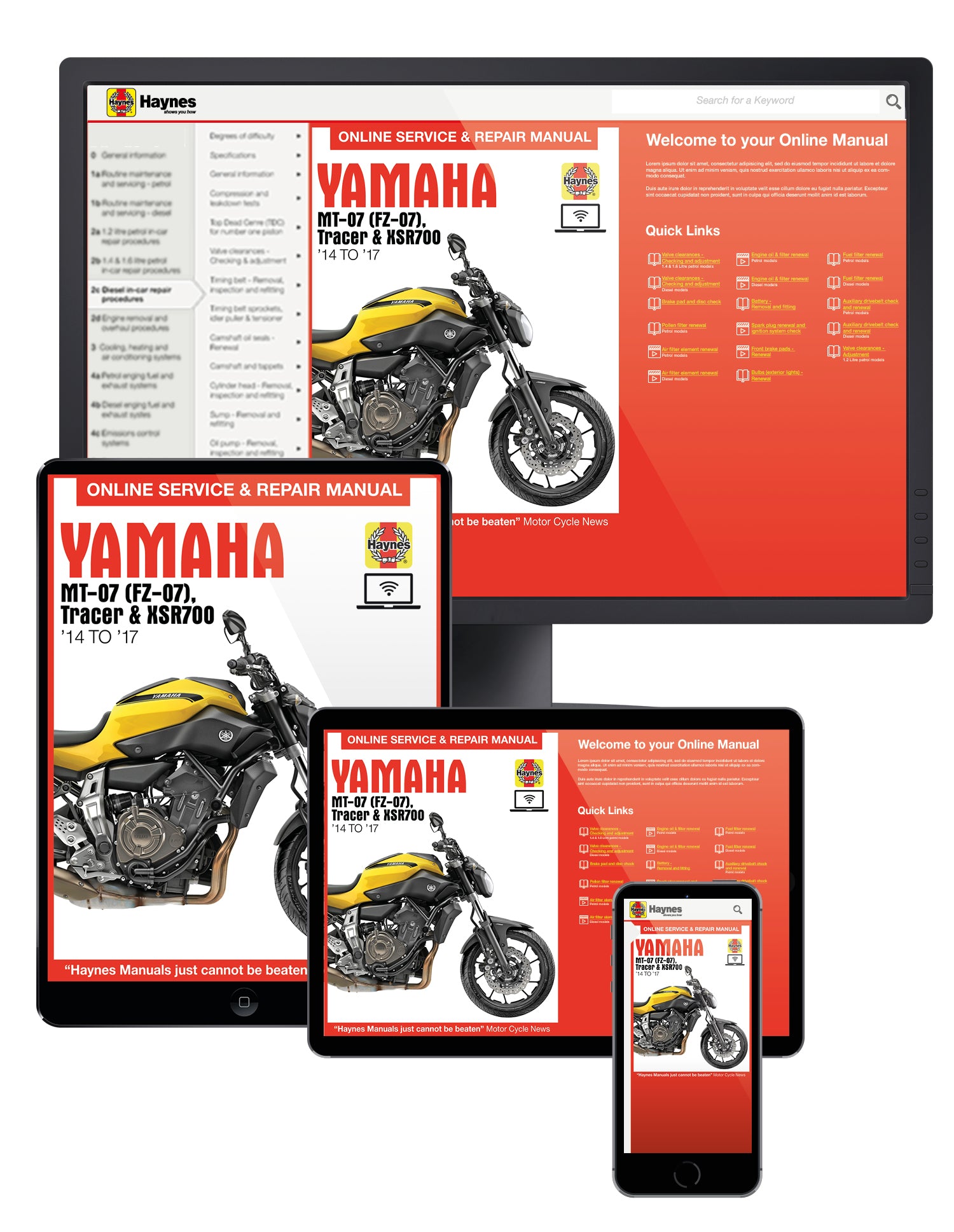 Yamaha MT-07, FZ-07, MT-07TR Tracer & XSR700 (14-17) Haynes Repair Manual