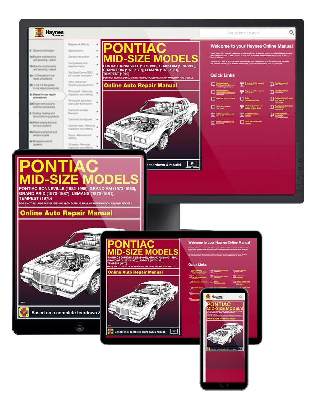 Pontiac Bonneville (82-86), Grand Am (73-80), Grand Prix (70-87), LeMans (70-81) & Tempest (70) Haynes Online Manual