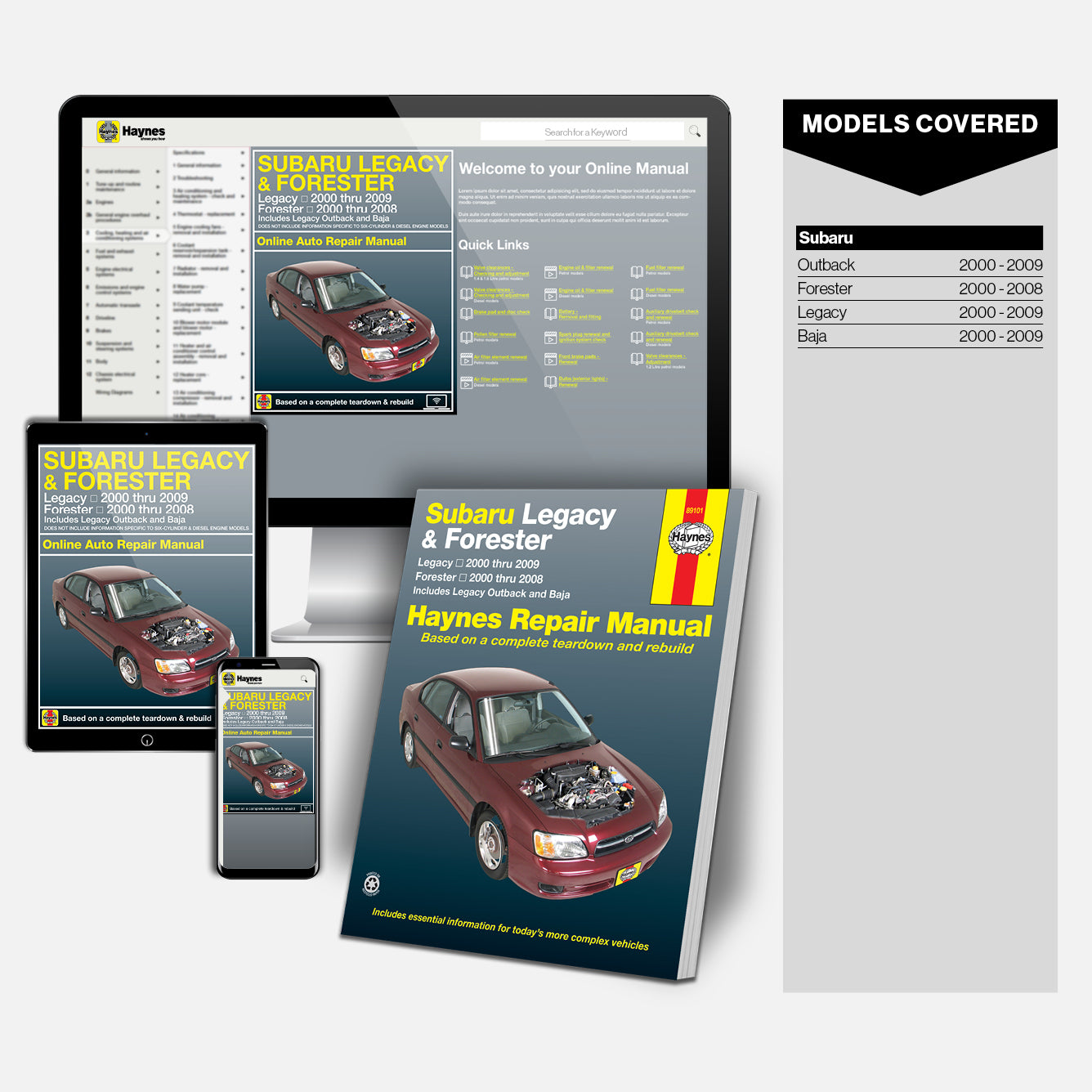 Subaru Legacy & Forester covering Legacy (00-09) & Forester (00-08