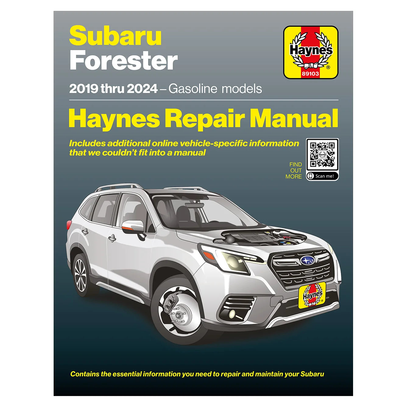 Haynes repair manual for Subaru Forester 2019-2024 gasoline models on a white background