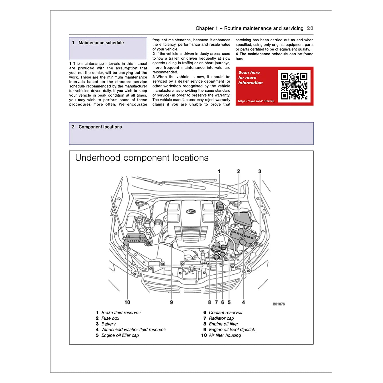 Car maintenance manual page with diagram and text on a white background
