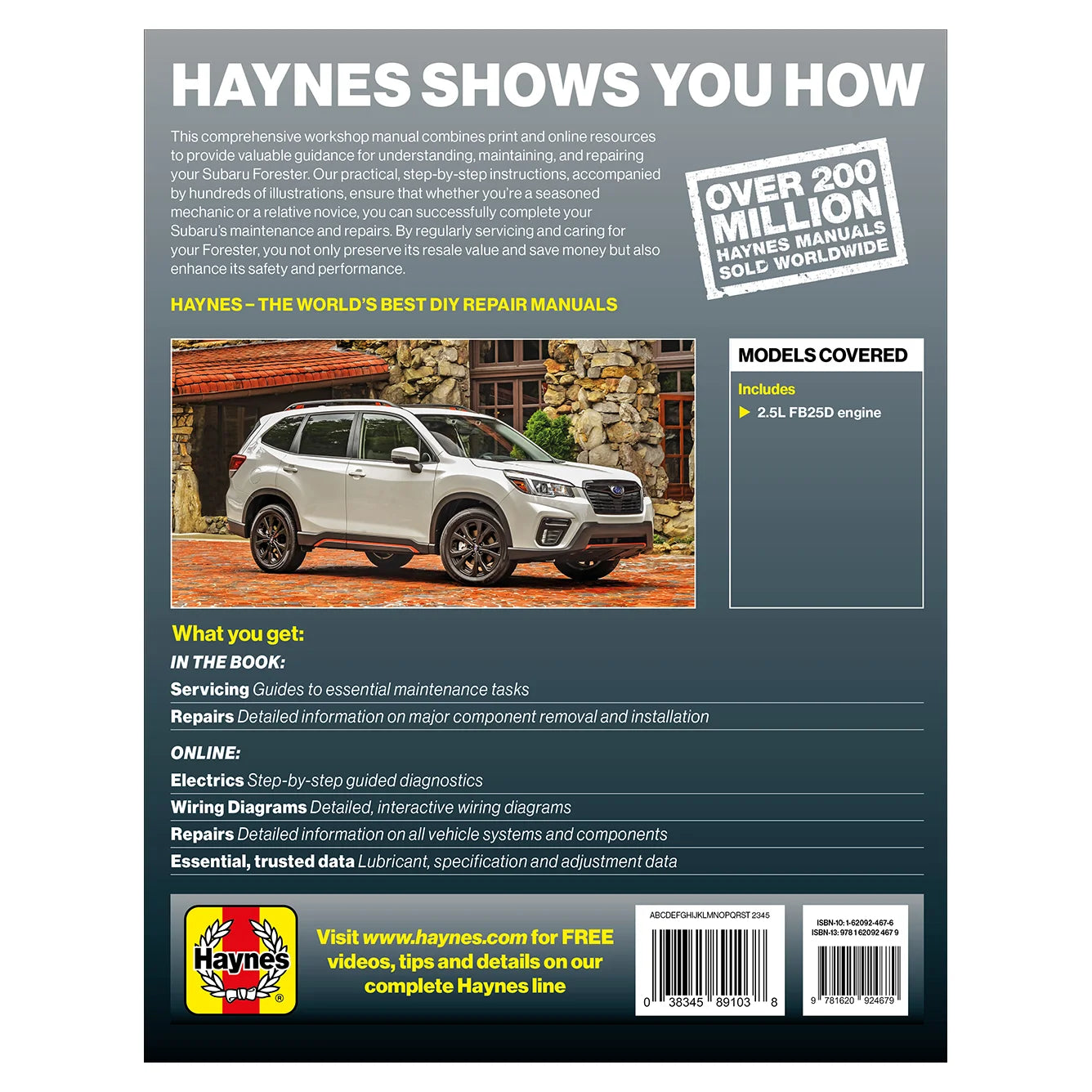 Haynes automotive repair manual cover with car image and branding