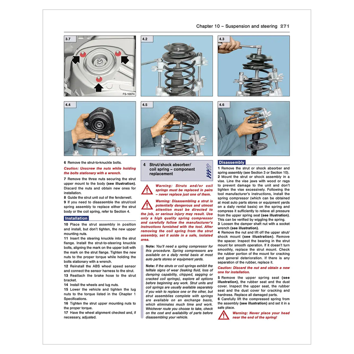 A printed instruction sheet showing numbered diagrams and text for suspending and steering on a vehicle, with photos of suspension components and a hand pointing to parts. This is an auxiliary instructional image rather than a product beauty shot.