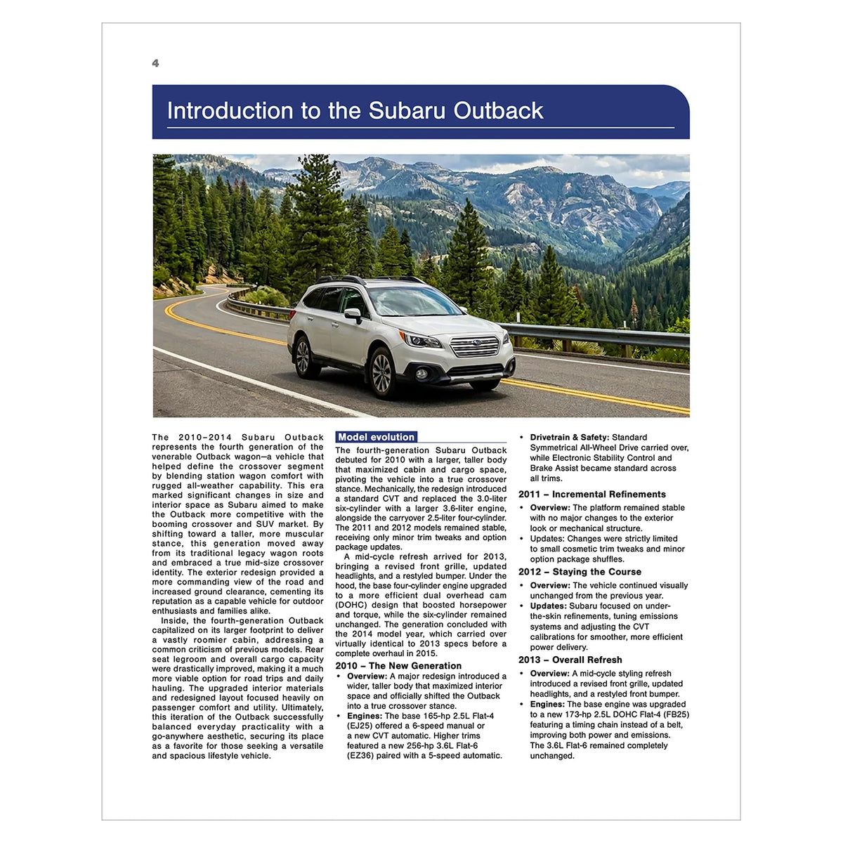 Subaru Outback (2010-2014) Haynes Repair Manual