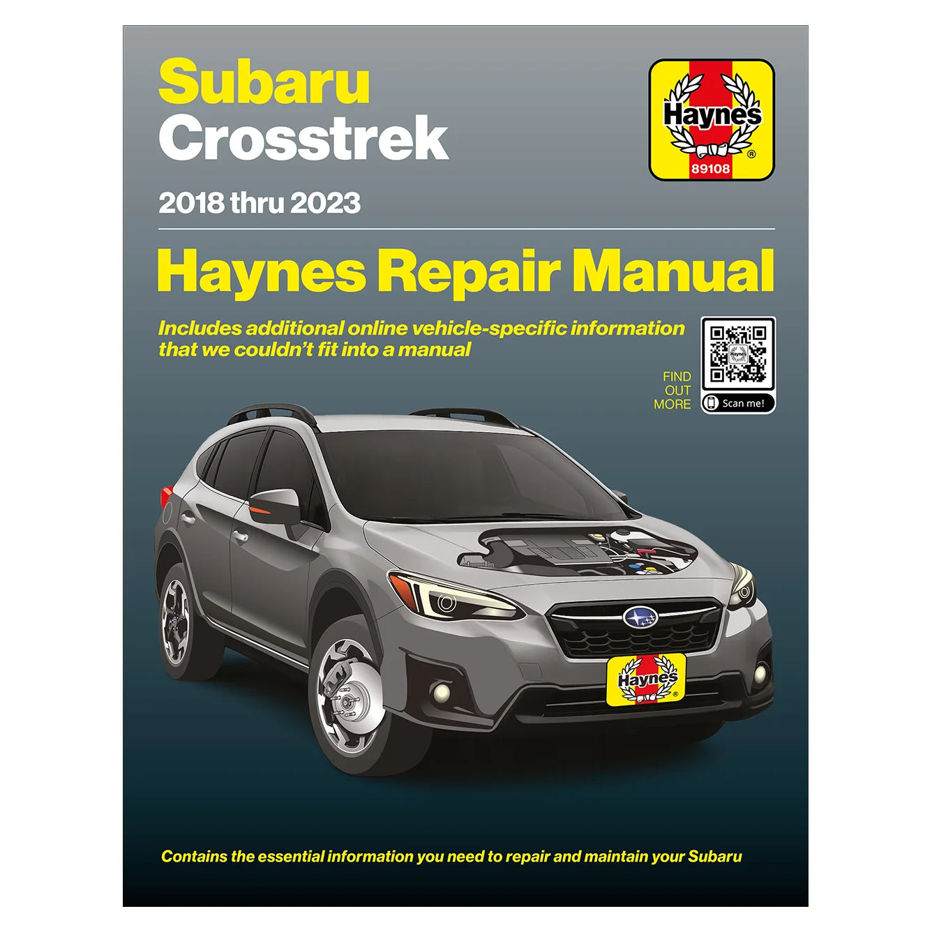 Haynes repair manual cover for Subaru Crosstrek 2018-2023 on a gray background