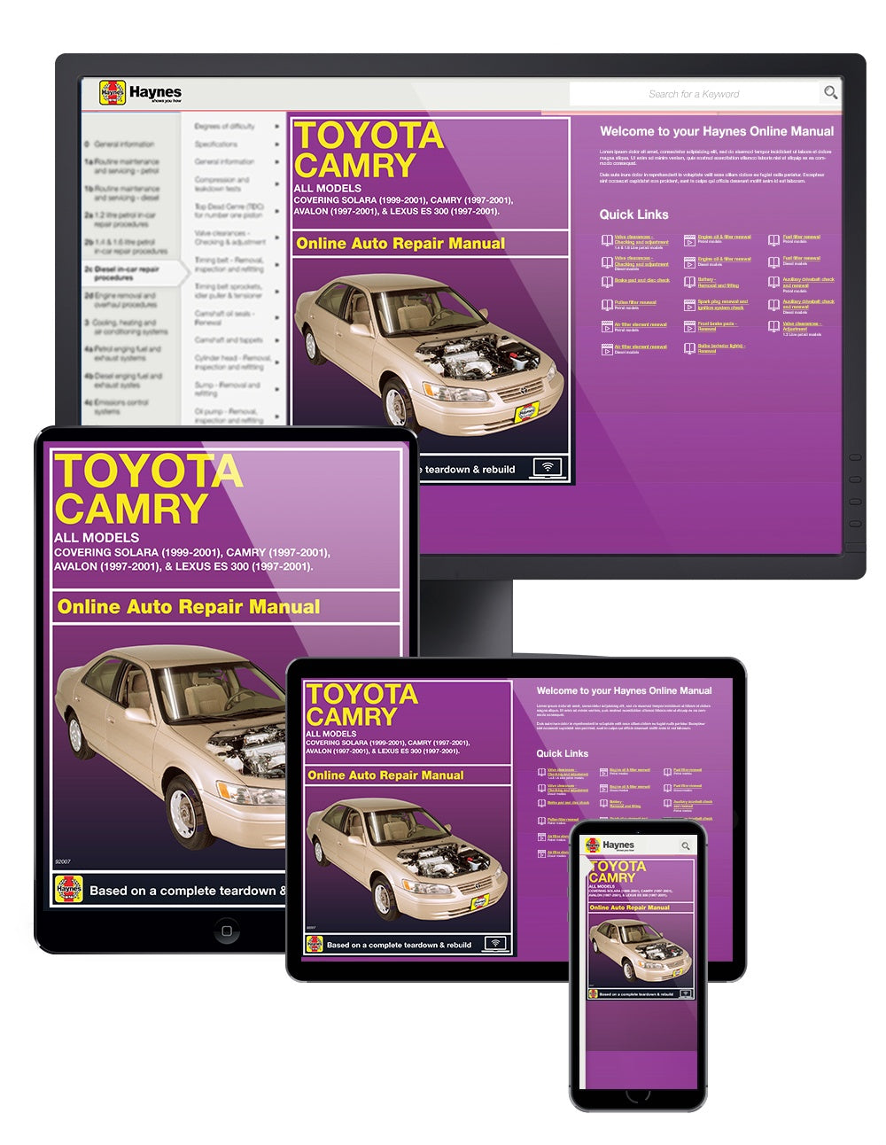 Toyota Camry (97-01) covering Solara (99-01), Avalon (97-01), & Lexus ES 300 (97-01) Haynes Repair Manual