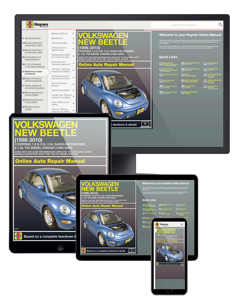 Volkswagen VW New Beetle 1.8 & 2.0L Gas (1998-2010) & 1.9L TDI Diesel (1998-2004) Haynes Repair Manual