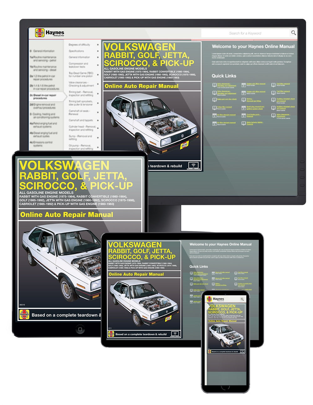 Volkswagen VW Rabbit Gas Engine (75-84), Rabbit Convertible (80-84), Golf (85-92), Jetta Gas Engine (80-92), Scirocco (75-88), Cabriolet (85-92) & Pick-up Gas Engine (80-83) Haynes Repair Manual