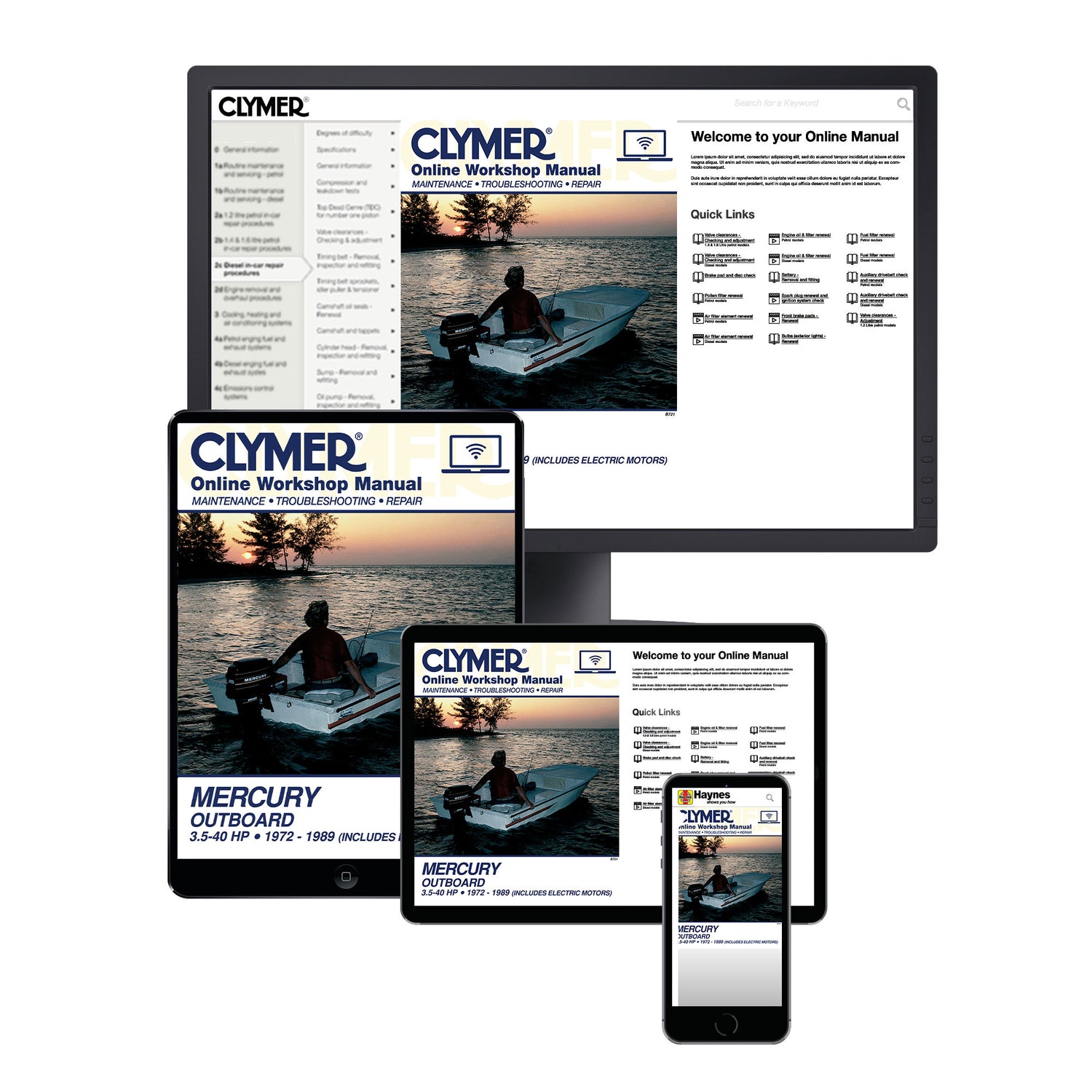 Mercury 3.5-40 HP Outboards Includes Electric Motors (1972-1989) Service Repair Manual