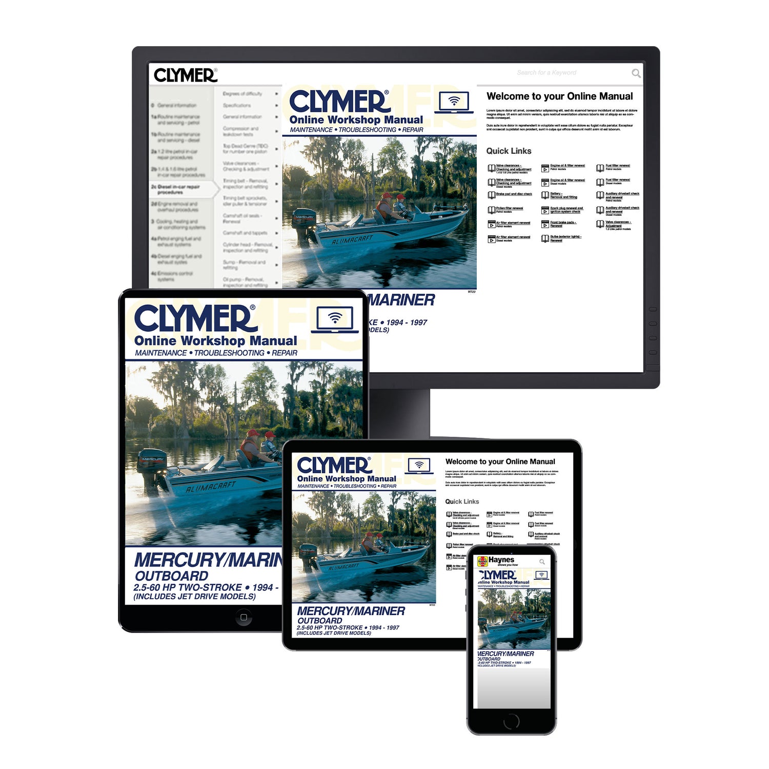 Mercury Mariner 2.5-60 HP Two Stroke Outboards Includes Jet Drive Models (1994-1997) Service & Repair Manual