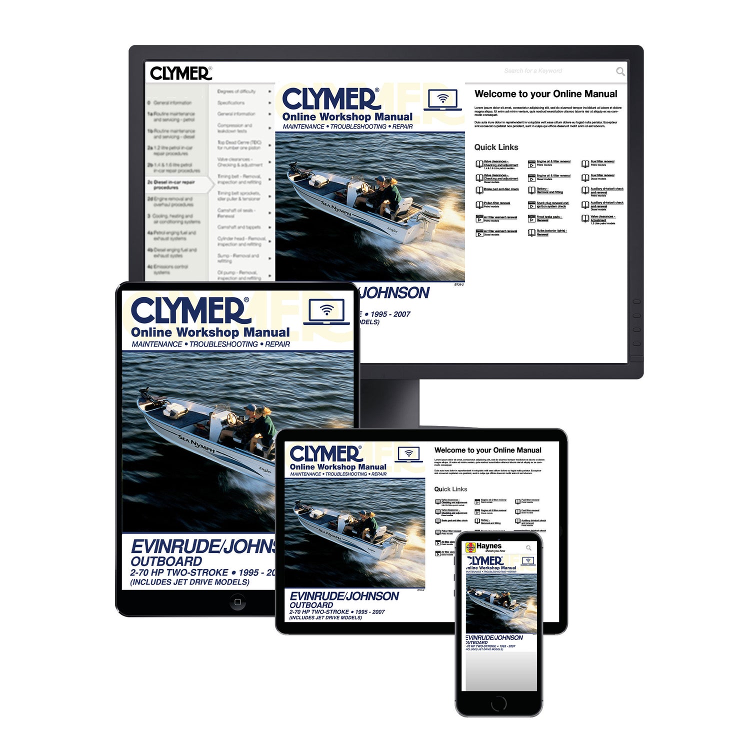 Evinrude/Johnson 2-70 HP 2-Stroke Outboards Includes Jet Drive Models (1995-2007) Service & Repair Manual