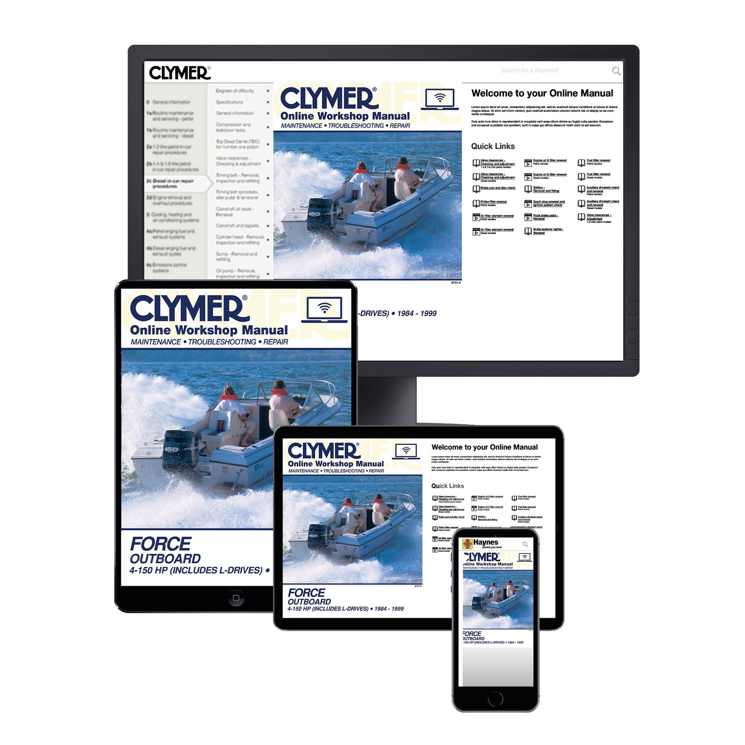 Force 4-150 HP Outboards Includes L Drives (1984-1999) Service Repair Manual