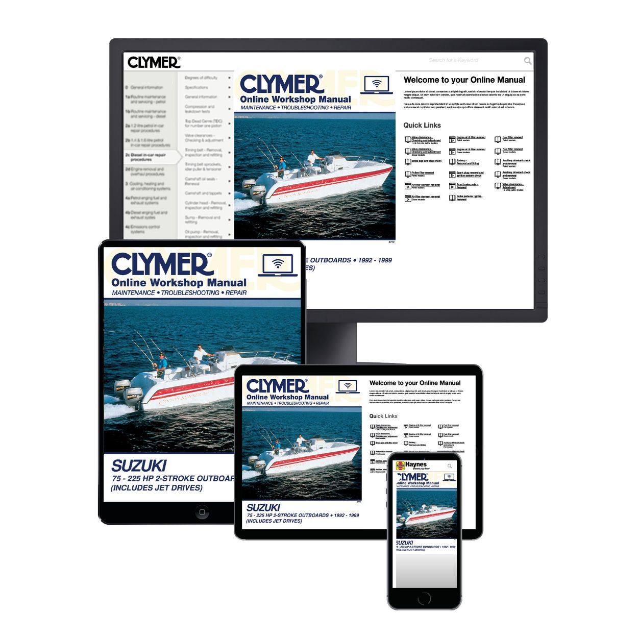 Suzuki 75-225 HP 2-Stroke Outboard & Jet Drive (1992-1999) Service Repair Manual