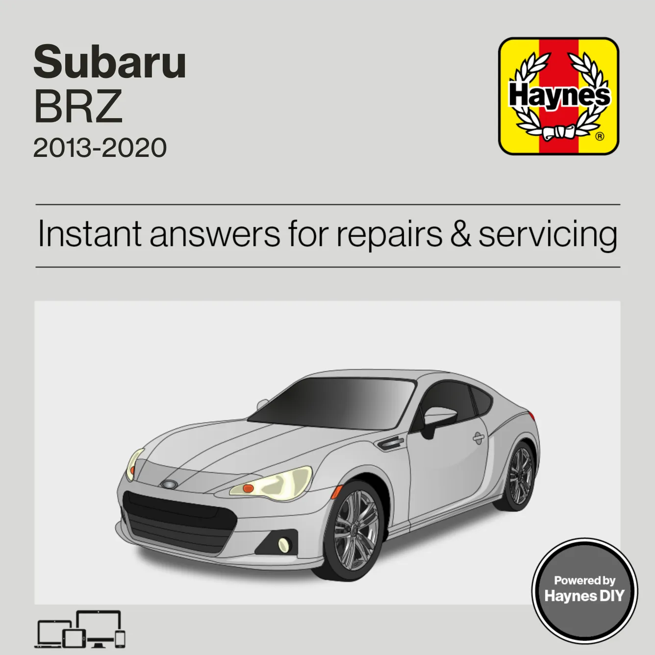Haynes manual cover for Subaru Legacy 2020-2025 with a white car on a gray background