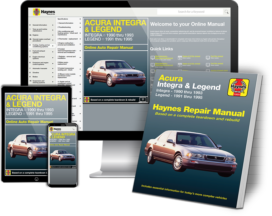 Acura Integra and Legend Haynes Repair Manual Book and Online Bundle