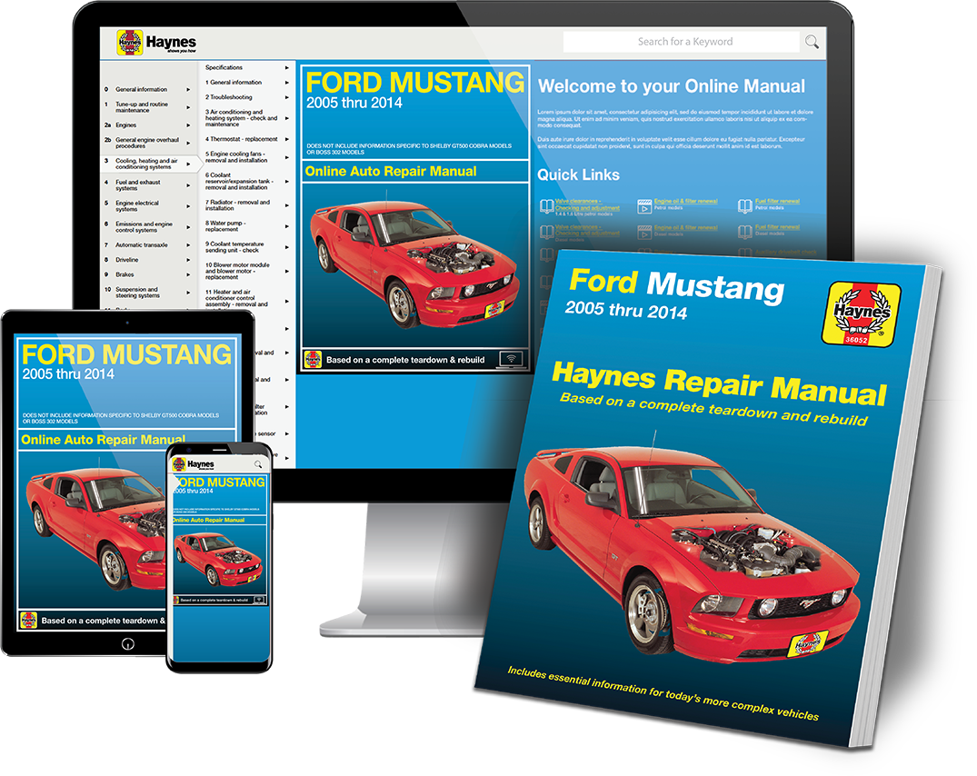 Ford Mustang 2005 thru 2014 Haynes Repair Manual Book and Online Bundle