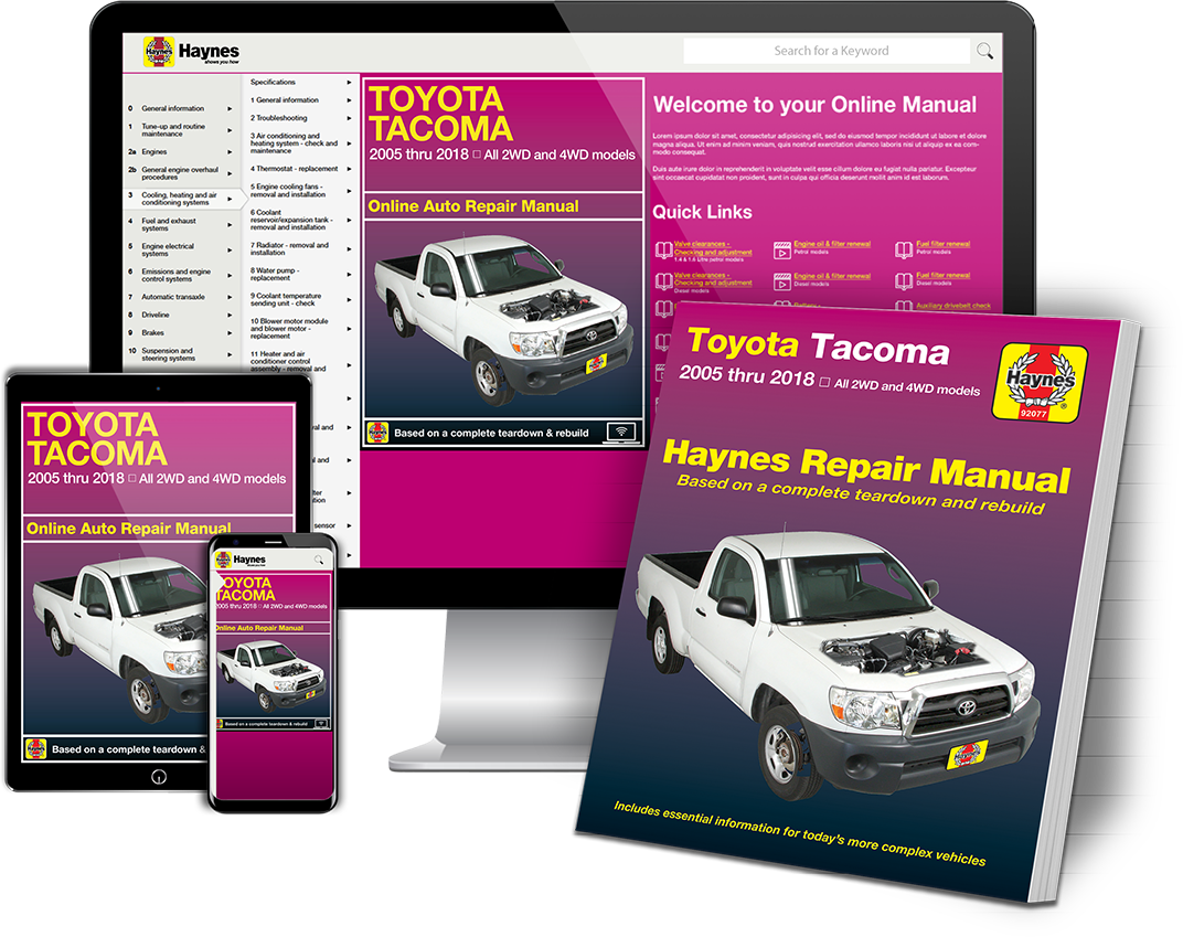 Toyota Tacoma 2005 thru 2018 Book and Online Manual Bundle
