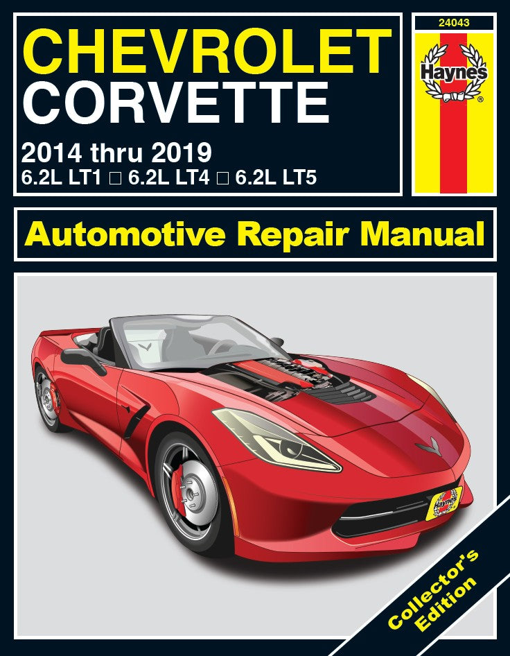 Chevrolet Corvette repair manual cover with a red car on a white background