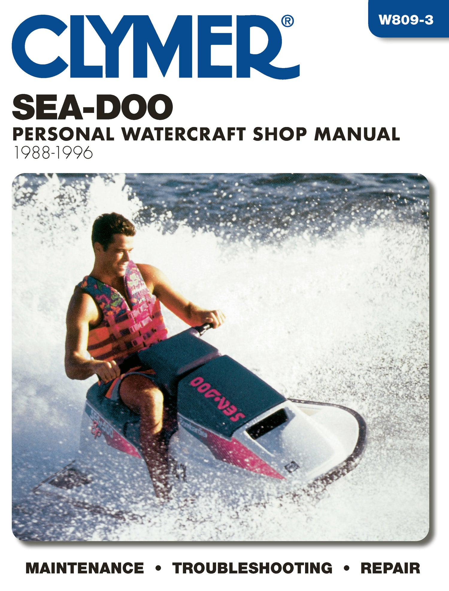 Clymer Sea-Doo personal watercraft shop manual cover with a person on a Sea-Doo.