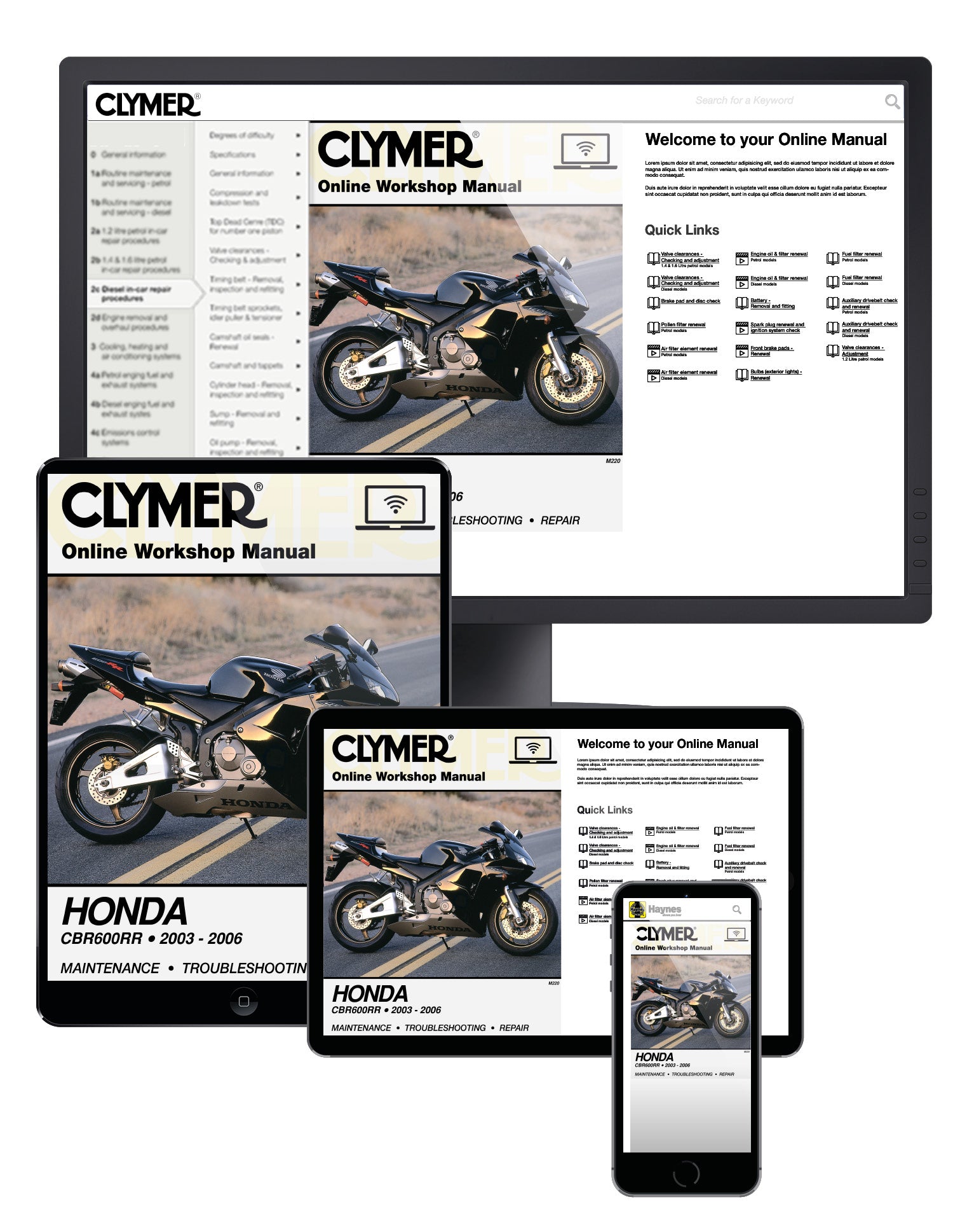 Honda CBR600RR Motorcycle (2003-2006) Service Repair Manual