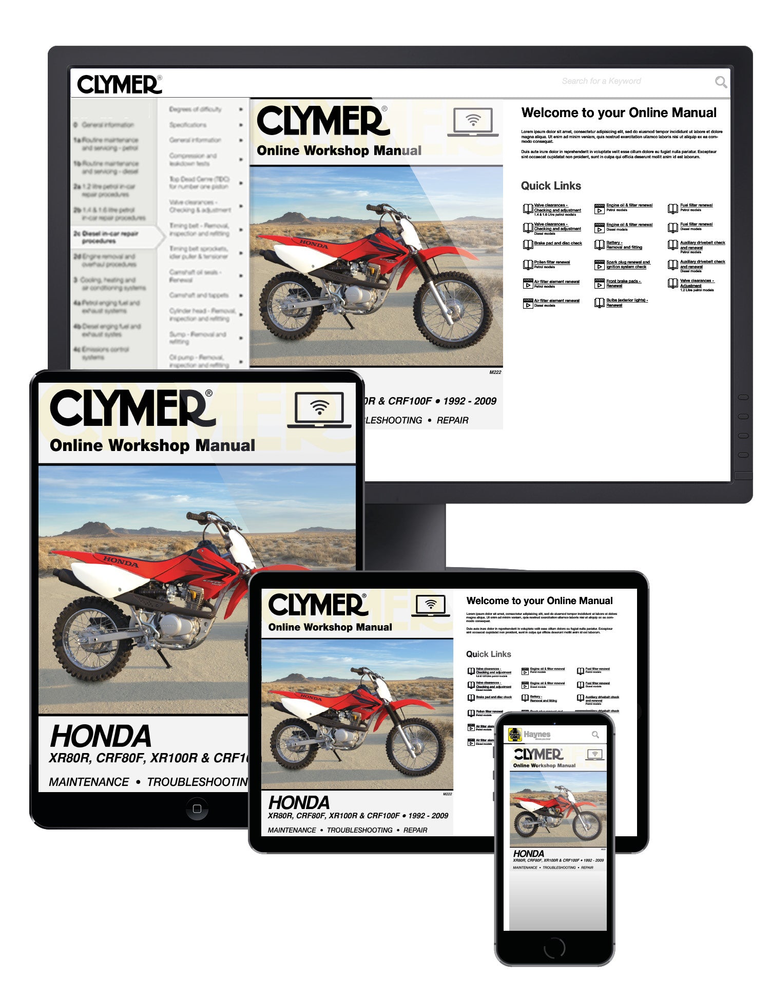 Honda XR & CRF Motorcycle (1992-2009) Service and Repair Manual