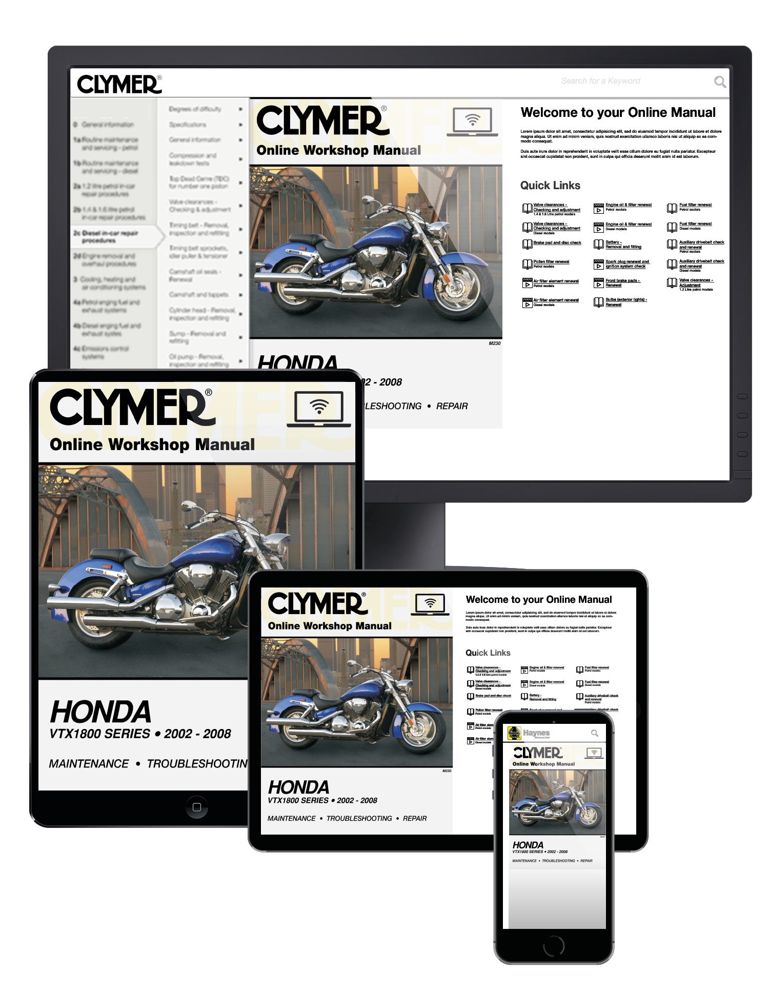 Honda VTX1800 Series Motorcycle (2002-2008) Service Repair Manual
