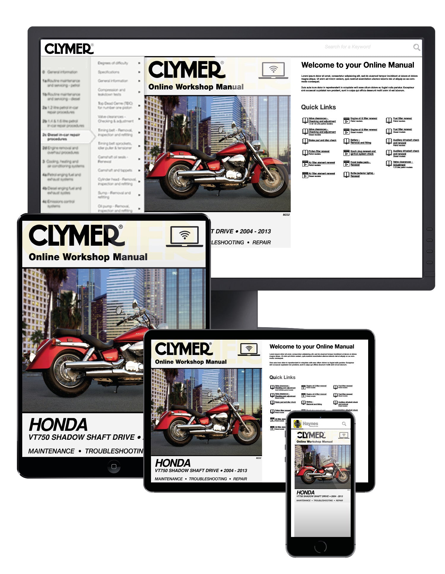 Honda VT750 Shadow Shaft Drive Motorcycle, 2004-2013 Clymer Repair Manual