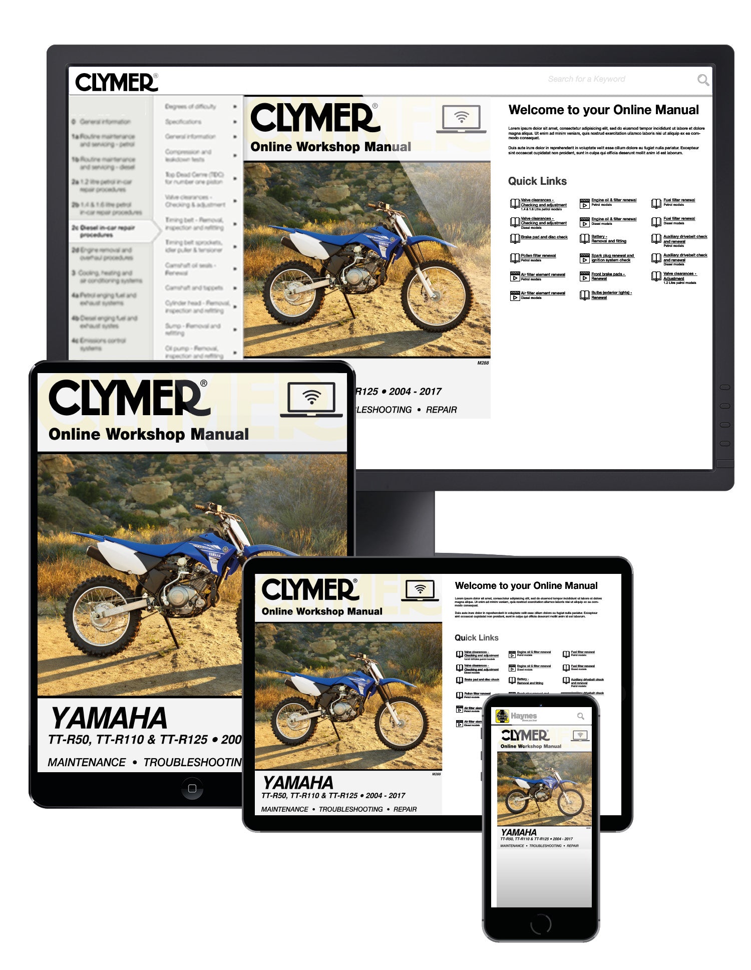 Yamaha TT-R50, TT-R110 and TT-R125 (04-17) Clymer Repair Manual