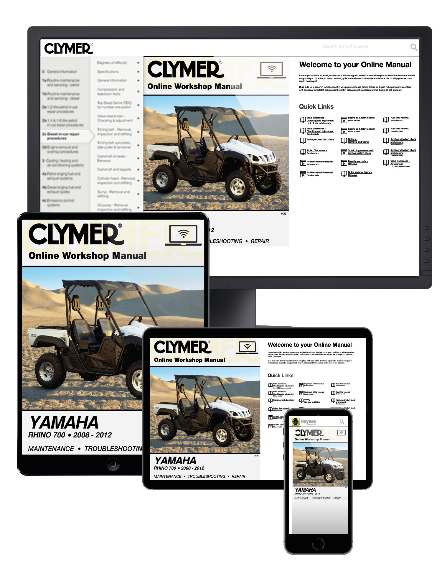 Yamaha Rhino 700 Side By Side ATV UTV (2008-2012) Service Repair Manual