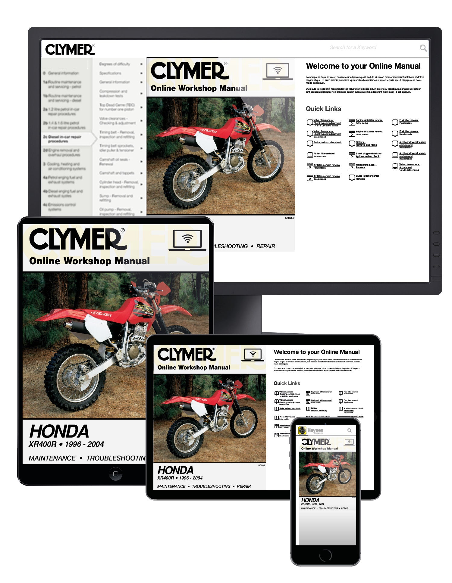 Honda XR400R Motorcycle (1996-2004) Service Repair Manual