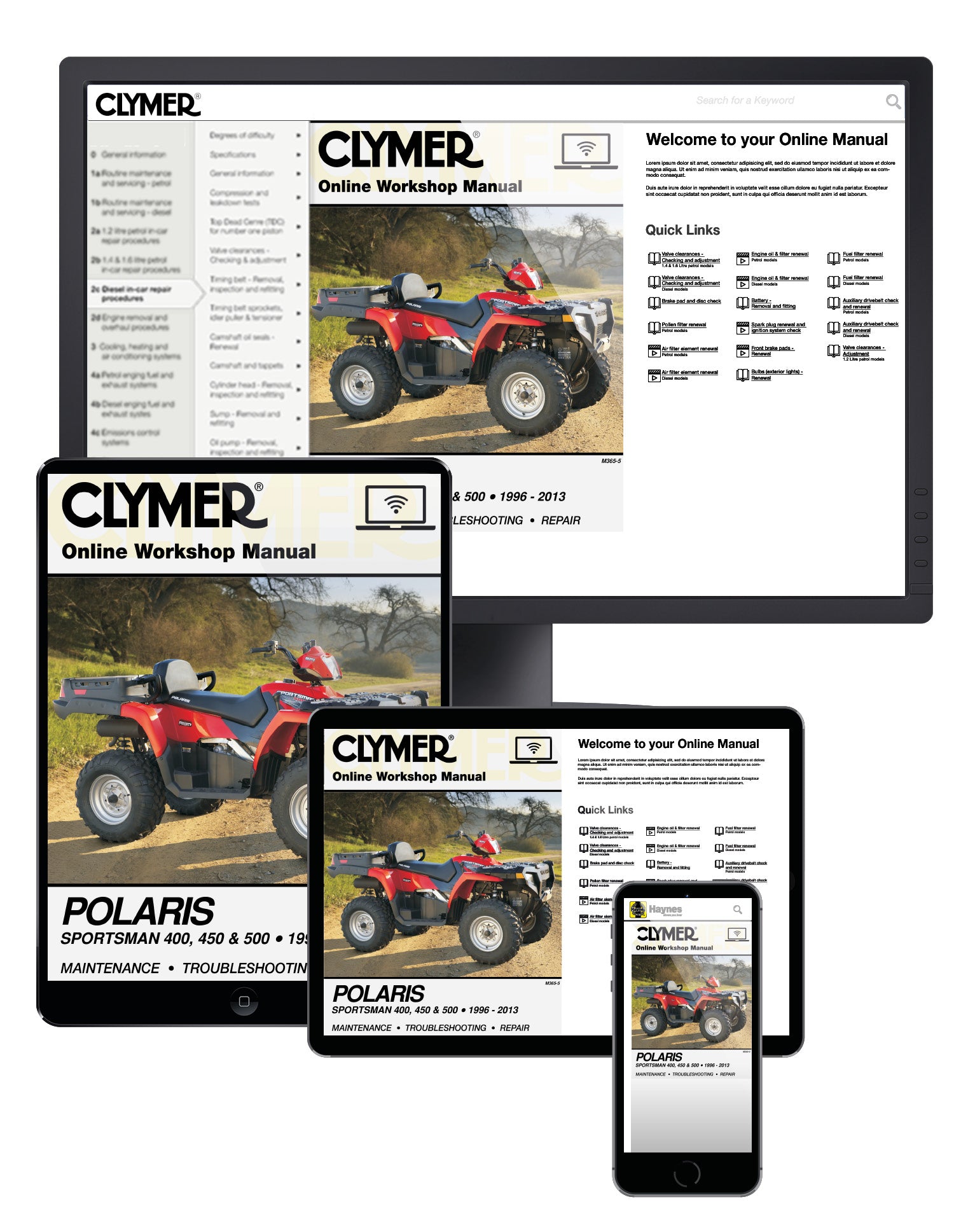Polaris 400, 450 & 500 Sportsman ATV (1996-2013) Service Repair Manual