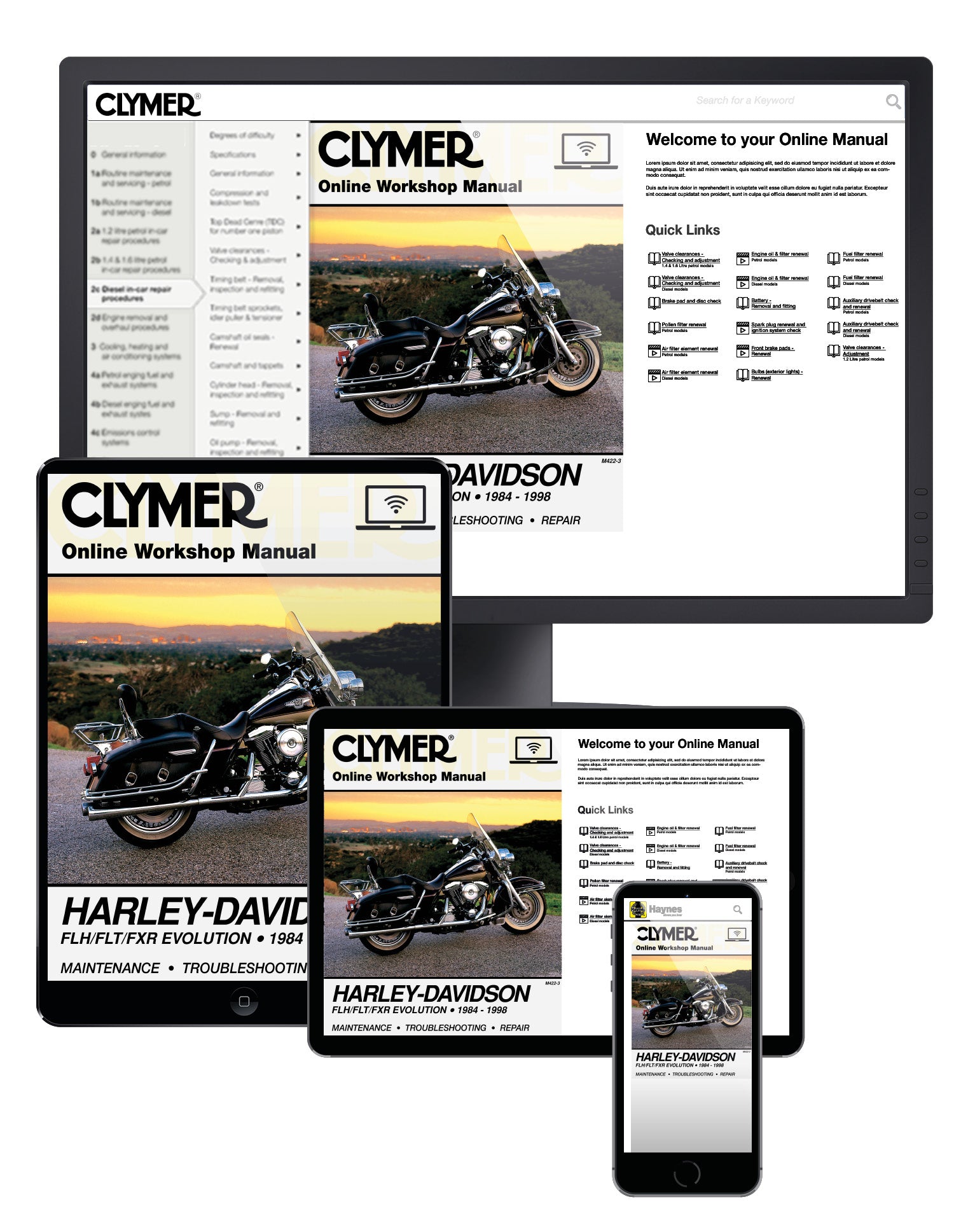 Harley-Davidson Road King, Electra, Tour Glide, Low Rider