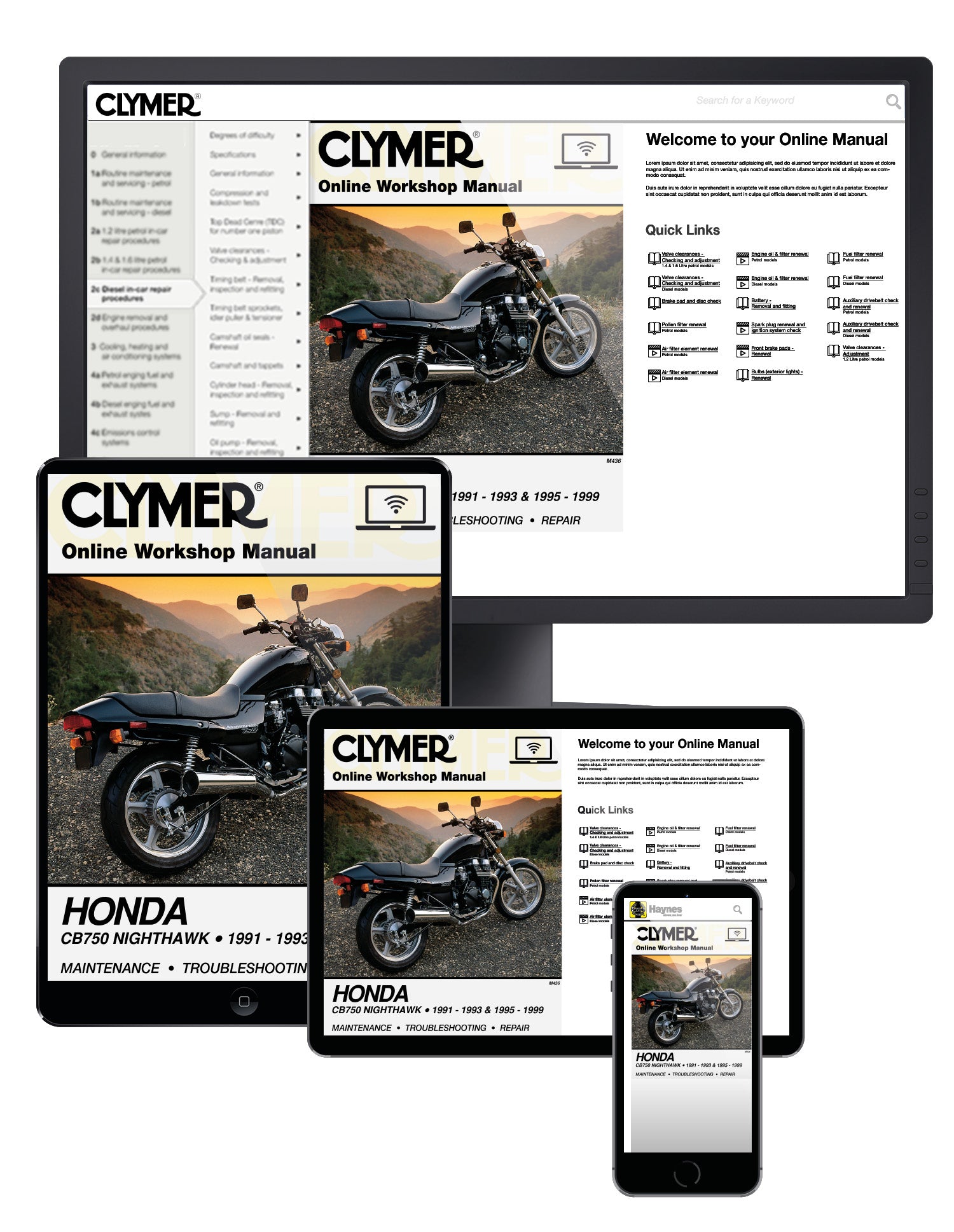 Honda CB750 Nighthawk Motorcycle (1991-1993) & (1995-1999) Service Repair Manual