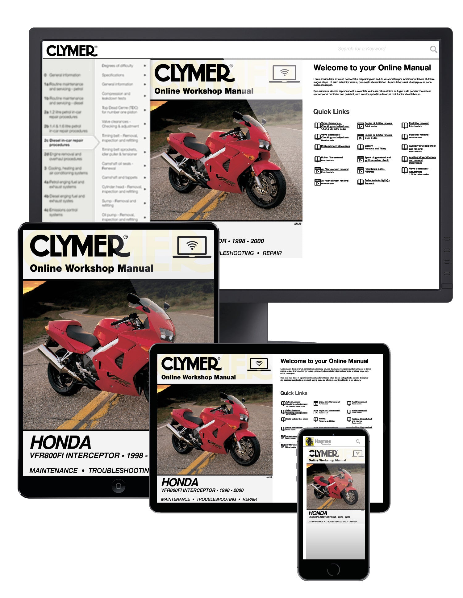 Honda VF800FI Interceptor Motorcycle (1998-2000) Service Repair Manual