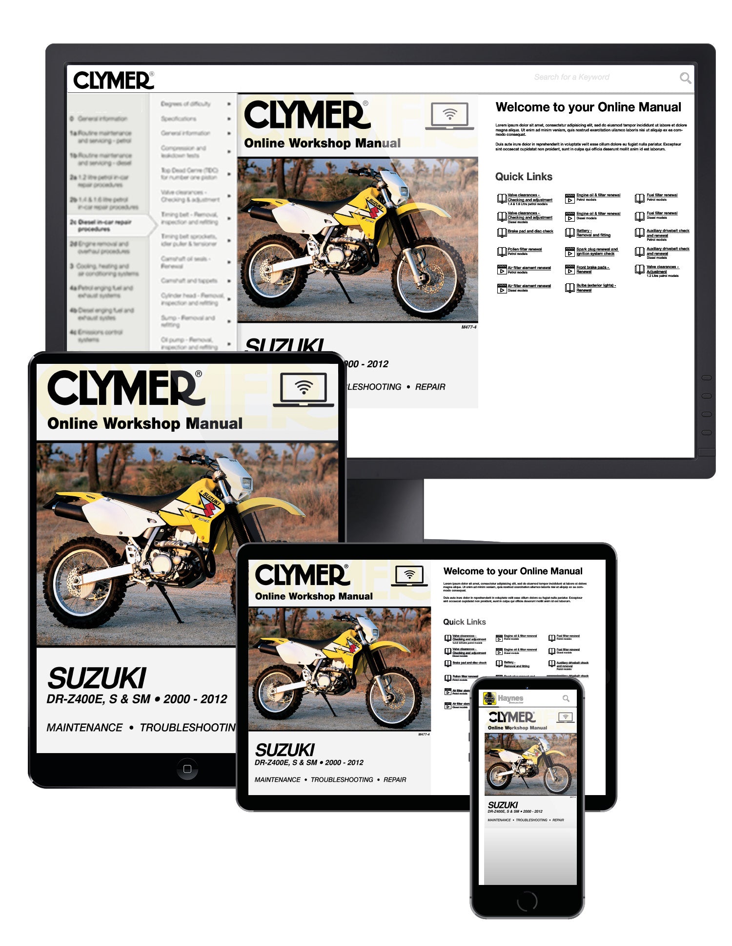 Suzuki DR-Z400E, S & SM Manual Motorcycle (2000-2012) Service