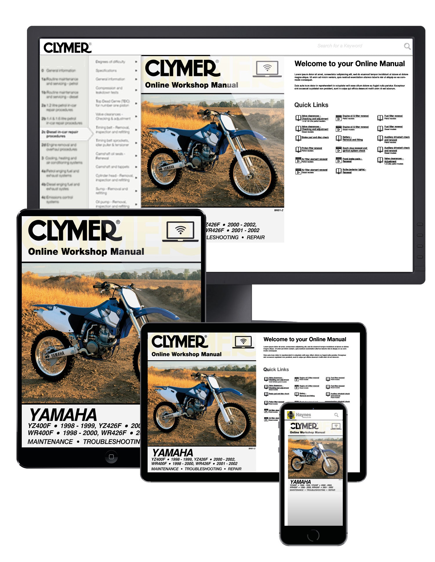 Yamaha YZ400F, YZ426F, WR400F & WR426F Motorcycle (1998-2002) Service Repair Manual