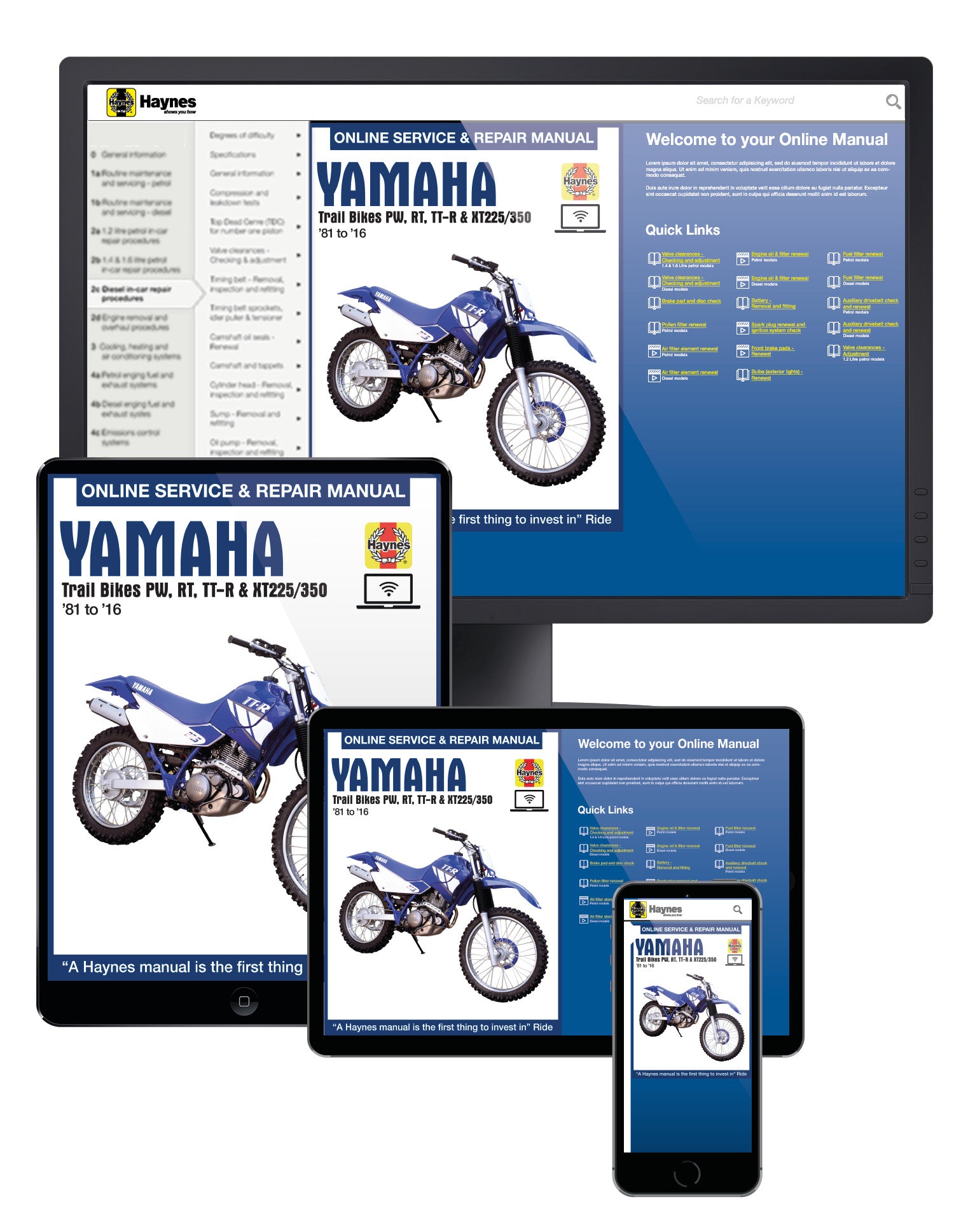 Yamaha PW, RT, TT-R & XT225/350 Trailbikes (81-16) Haynes Repair Manual