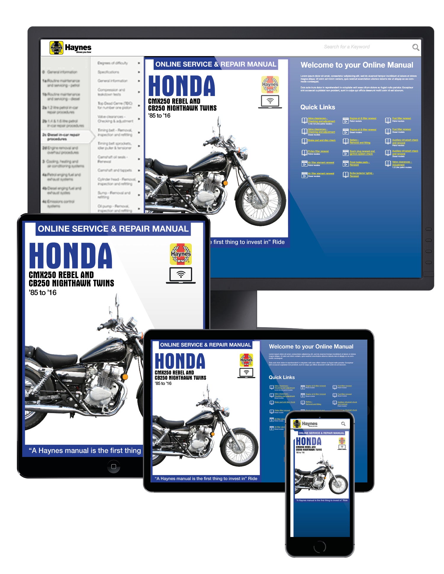 Honda CMX250 Rebel & CB250 Nighthawk Twins (85-16) Haynes Repair Manual